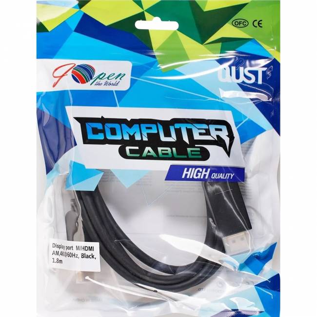 Кабель-переходник DisplayPort M-> HDMI M 4K@60Hz 1.8m iOpen (Aopen/Qust) <ACG609-1.8M> Кабель-переходник AOpen/Qust DisplayPort M/HDMI M (ACG609-1.8M) — для бизнеса и офиса Кабель-переходник DisplayPort M-> HDMI M 4K@60Hz 1.8m iOpen (Aopen/Qust) <ACG609-1.8M> Кабель-переходник AOpen/Qust DisplayPort M/HDMI M (ACG609-1.8M) — для бизнеса и офиса