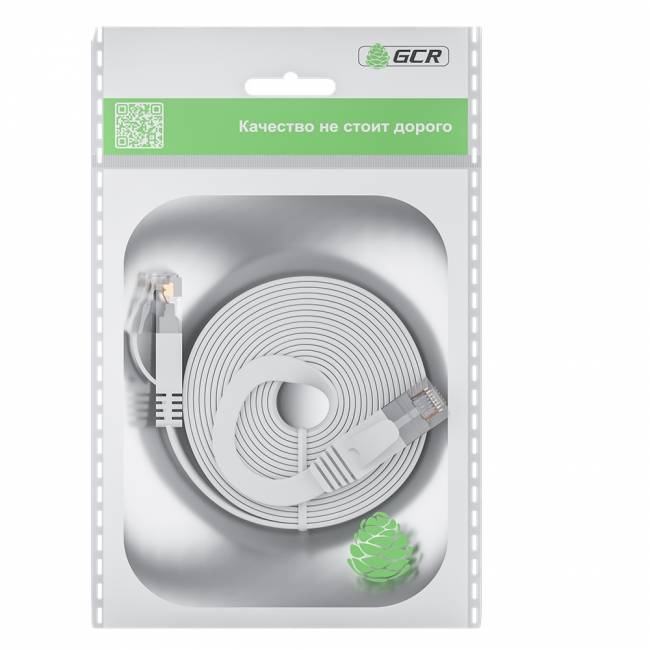 GCR Патч-корд PROF плоский прямой 1.0m, UTP медь кат.6, белый, 30 AWG, ethernet high speed 10 Гбит/с, RJ45, T568B, GCR-52847 Greenconnect RJ45(m) - RJ45(m) Cat. 7 U/UTP PVC 1м — для бизнеса и офиса GCR Патч-корд PROF плоский прямой 1.0m, UTP медь кат.6, белый, 30 AWG, ethernet high speed 10 Гбит/с, RJ45, T568B, GCR-52847 Greenconnect RJ45(m) - RJ45(m) Cat. 7 U/UTP PVC 1м — для бизнеса и офиса