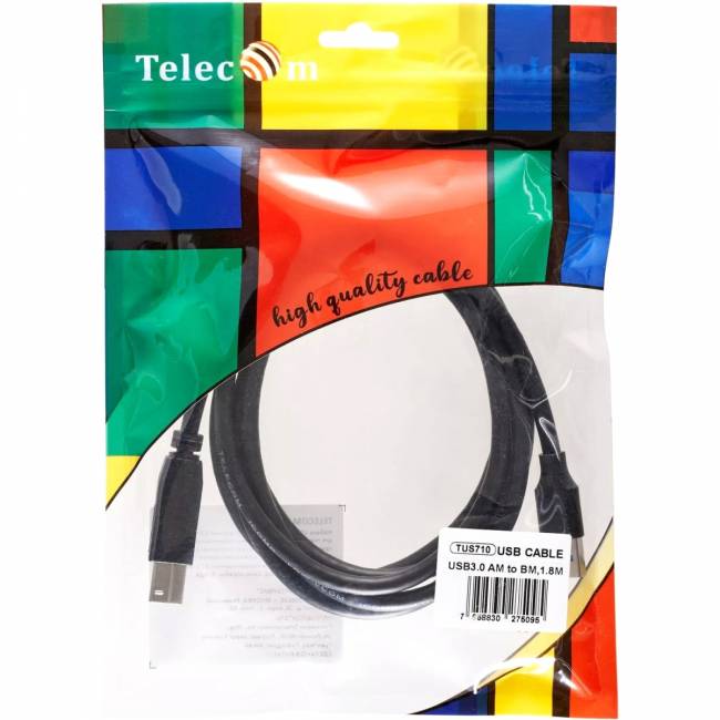 Кабель соединительный USB3.0 Am/Bm 1,8m Telecom (TUS710-1.8M) Кабель Telecom 1 м (TUS710-1.8M) — для бизнеса и офиса Кабель соединительный USB3.0 Am/Bm 1,8m Telecom (TUS710-1.8M) Кабель Telecom 1 м (TUS710-1.8M) — для бизнеса и офиса