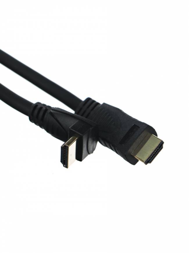 Кабель HDMI<=>HDMI-угловой коннектор 90град  3м, 2.0V VCOM <CG523-3M> VCOM HDMI (m) - HDMI (m) 3м — для бизнеса и офиса