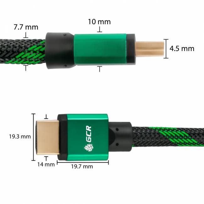 Greenconnect Кабель 3.0m HDMI версия 2.0, HDR 4:2:2, Ultra HD, 4K 60 fps 60Hz/5K*30Hz, 3D, AUDIO, 18.0 Гбит/с, 28/28 AWG, OD7.3mm, тройной экран, BICOLOR нейлон, AL корпус зеленый, GCR-51487 Greenconnect HDMI (m) - HDMI (m) 3м — для бизнеса и офиса