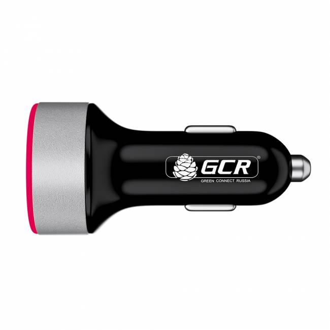GCR Автомобильное зарядное устройство на 2 USB порта 4.8A, черная, LED индикация, GCR-53047 Greenconnect 2 USB порта 4.8A, GCR-53047 — для бизнеса и офиса
