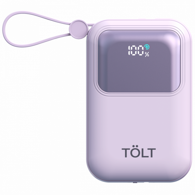 Портативный аккумулятор TOLT Lit LT-LL10T, 10000mAh, 22,5W, fast charging and PD, violet TÖLT LT-LL10T — для бизнеса и офиса Портативный аккумулятор TOLT Lit LT-LL10T, 10000mAh, 22,5W, fast charging and PD, violet TÖLT LT-LL10T — для бизнеса и офиса
