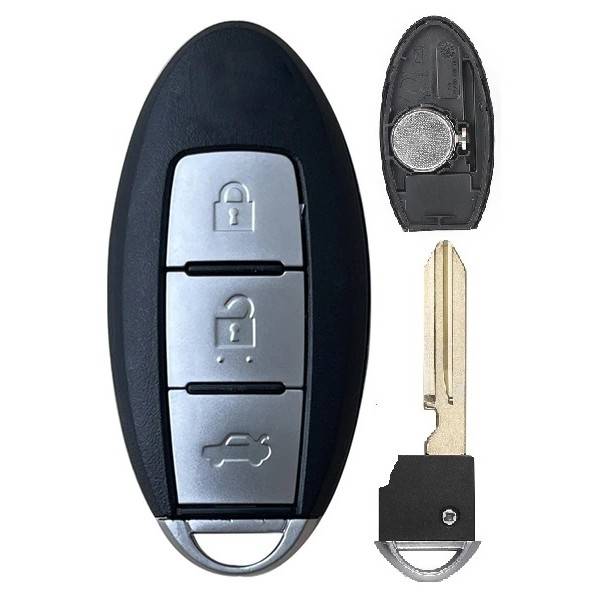 Корпус смарт ключа NISSAN 3 кнопки + вставка NSN14, бат.слева, с лого — для бизнеса и офиса