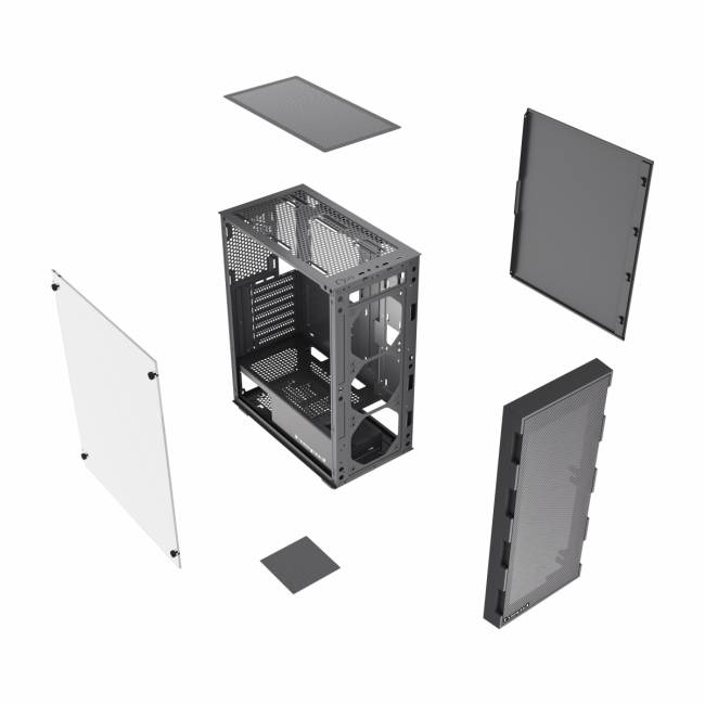Корпус без блока питания HSPD M550-TGBK — для бизнеса и офиса Корпус без блока питания HSPD M550-TGBK — для бизнеса и офиса