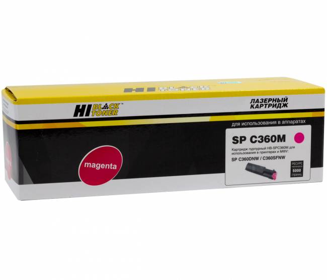 Тонер-картридж Hi-Black (HB-SPC360M) для Ricoh Aficio SPC360DNw/SFNw/SNw/SPC361SFNw, M, 5K — для бизнеса и офиса Тонер-картридж Hi-Black (HB-SPC360M) для Ricoh Aficio SPC360DNw/SFNw/SNw/SPC361SFNw, M, 5K — для бизнеса и офиса