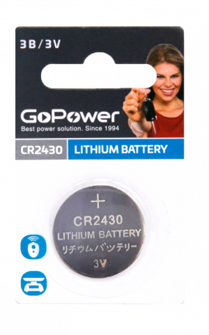 Батарейка GoPower CR2430 BL1 Lithium 3V (1/40/2000) (1 шт.) GoPower CR2430 BL1 Lithium 3V (1 / 40 / 2000) (1 шт.)