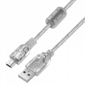 GCR Кабель PROF 2.0m USB 2.0, AM/mini 5P, прозрачный, ферритовые кольца, 28/24 AWG, экран, армированный, морозостойкий, GCR-UM1M5P-BD2S-2.0m Greenconnect GCR-UM1M5P-BD2S-2.0m
