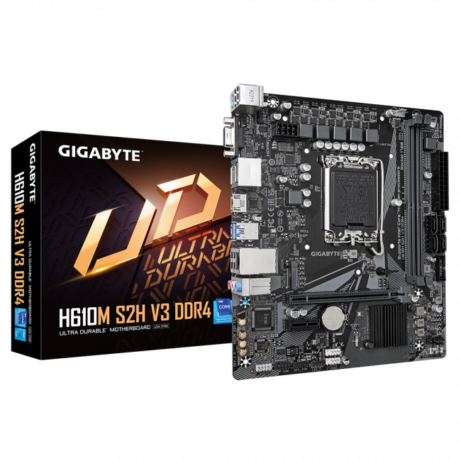 Материнская плата GIGABYTE H610M S2H V3 DDR4 — для бизнеса и офиса Материнская плата GIGABYTE H610M S2H V3 DDR4 — для бизнеса и офиса