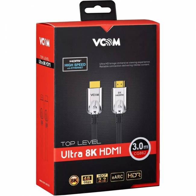 Кабель HDMI 19M/M,ver. 2.1, 8K@60 Hz 3m VCOM <CG862-3M> VCOM CG862-3M — для бизнеса и офиса