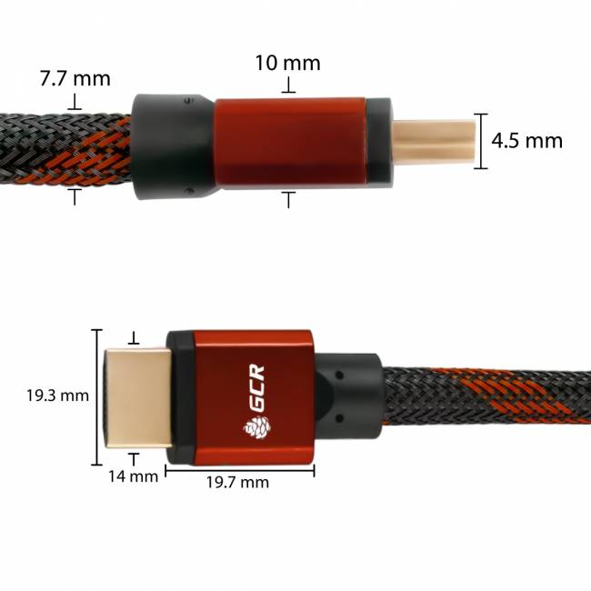 Greenconnect Кабель 0.5m HDMI версия 2.0, HDR 4:2:2, Ultra HD, 4K 60 fps 60Hz/5K*30Hz, 3D, AUDIO, 18.0 Гбит/с, 28/28 AWG, OD7.3mm, тройной экран, BICOLOR нейлон, AL корпус красный, GCR-51488 Greenconnect HDMI (m) - HDMI (m) 0.5м — для бизнеса и офиса