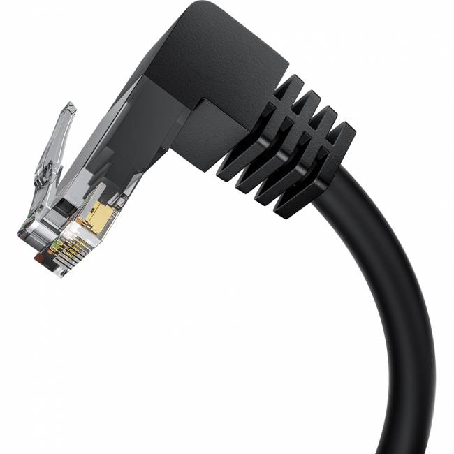 GCR Патч-корд прямой 15.0m UTP кат.5e, черный, нижний угол, литой, ethernet high speed, RJ45, T568B Greenconnect GCR-53958 — для бизнеса и офиса