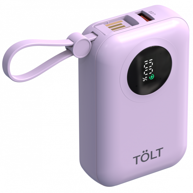 Портативный аккумулятор TOLT Lit LT-LM10T, 10000mAh, 22,5W, fast charging and PD, violet TÖLT LT-LM10T — для бизнеса и офиса Портативный аккумулятор TOLT Lit LT-LM10T, 10000mAh, 22,5W, fast charging and PD, violet TÖLT LT-LM10T — для бизнеса и офиса