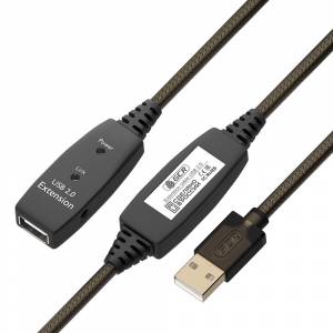 GCR Удлинитель активный 15.0m USB 2.0 AM/AF, GOLD, черно-прозрачный, с 2-мя усилителями сигнала Premium,разъём для доп.питания, 24/22 AWG Удлинитель активный Greenconnect 15.0m USB 2.0 AM / AF