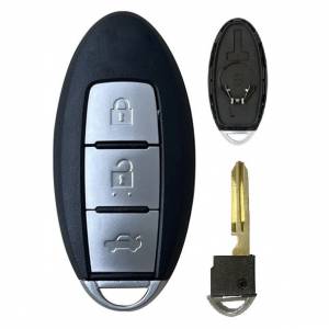 Корпус смарт ключа NISSAN 3 кнопки + вставка NSN14, бат.центр, с лого