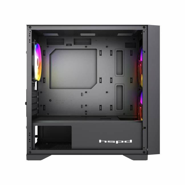 Корпус без блока питания HSPD M334-TGBK-ARGB — для бизнеса и офиса Корпус без блока питания HSPD M334-TGBK-ARGB — для бизнеса и офиса