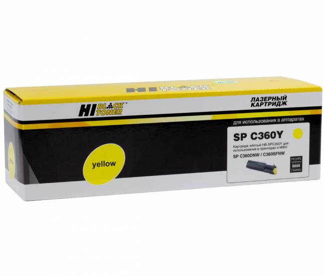 Тонер-картридж Hi-Black (HB-SPC360Y) для Ricoh Aficio SPC360DNw/SFNw/SNw/SPC361SFNw, Y, 5K — для бизнеса и офиса Тонер-картридж Hi-Black (HB-SPC360Y) для Ricoh Aficio SPC360DNw/SFNw/SNw/SPC361SFNw, Y, 5K — для бизнеса и офиса