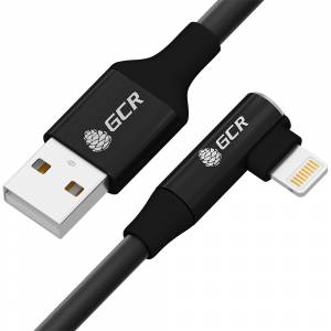 GCR Кабель PREMIUM 0.7m для iPhone, iPad, Air, AM/Lightning угловой, MFI, черный, AL case черный, 28/24 AWG, GCR-53436 Кабель Greenconnect 0.7 м (GCR-53436)