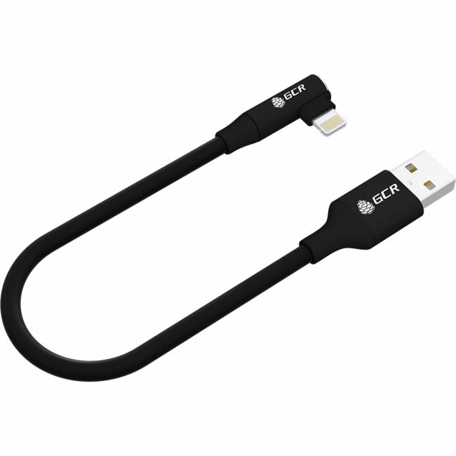 GCR Кабель PREMIUM 0.7m для iPhone, iPad, Air, AM/Lightning угловой, MFI, черный, AL case черный, 28/24 AWG, GCR-53436 Кабель Greenconnect 0.7 м (GCR-53436) — для бизнеса и офиса