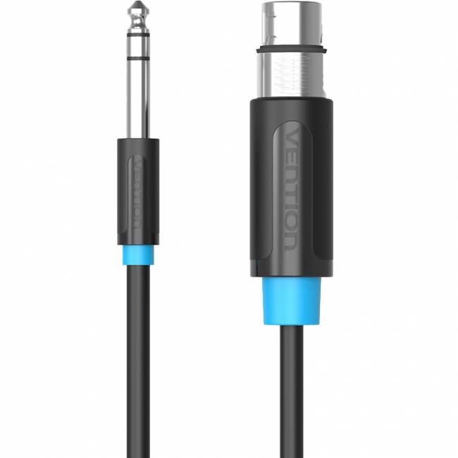 Кабель Vention аудио Jack 6.5 M/XLR F - 3м Кабель Vention jack 6.5 mm(m)/XLR(f) - 3 м (BBEBI) — для бизнеса и офиса