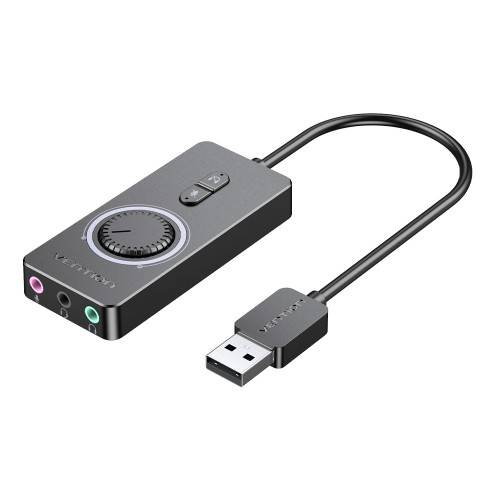 Внешняя звуковая карта Vention USB c регулятором громкости Черная Vention CDRBB — для бизнеса и офиса Внешняя звуковая карта Vention USB c регулятором громкости Черная Vention CDRBB — для бизнеса и офиса