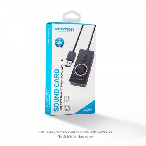 Внешняя звуковая карта Vention USB c регулятором громкости Черная Vention CDRBB — для бизнеса и офиса Внешняя звуковая карта Vention USB c регулятором громкости Черная Vention CDRBB — для бизнеса и офиса