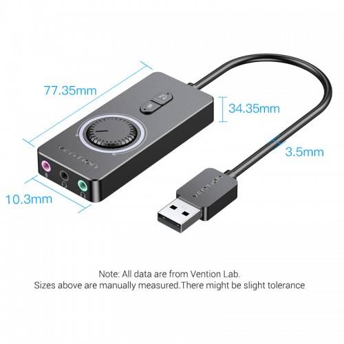 Внешняя звуковая карта Vention USB c регулятором громкости Черная Vention CDRBB — для бизнеса и офиса Внешняя звуковая карта Vention USB c регулятором громкости Черная Vention CDRBB — для бизнеса и офиса