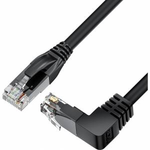 GCR Патч-корд прямой 20.0m UTP кат.5e, черный, нижний угол, литой, ethernet high speed, RJ45, T568B Greenconnect GCR-53959