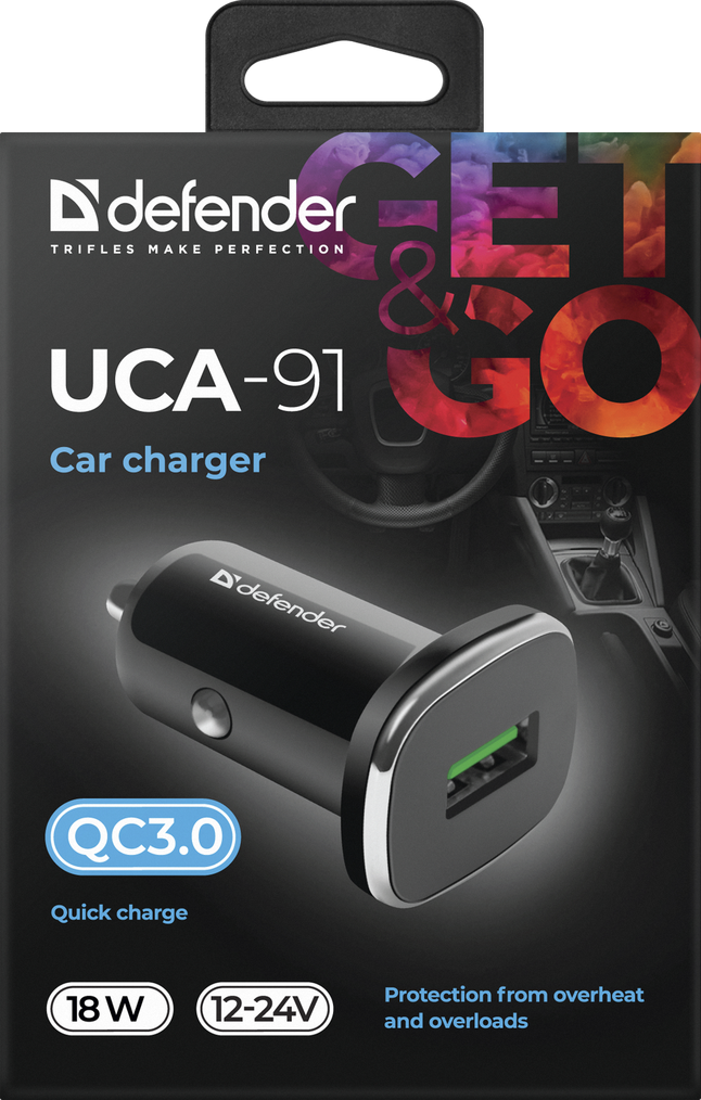 Defender Автомобильное ЗУ UCA-91 USB QC3.0, 18W Defender UCA-91 USB QC3.0, 18W — для бизнеса и офиса Defender Автомобильное ЗУ UCA-91 USB QC3.0, 18W Defender UCA-91 USB QC3.0, 18W — для бизнеса и офиса