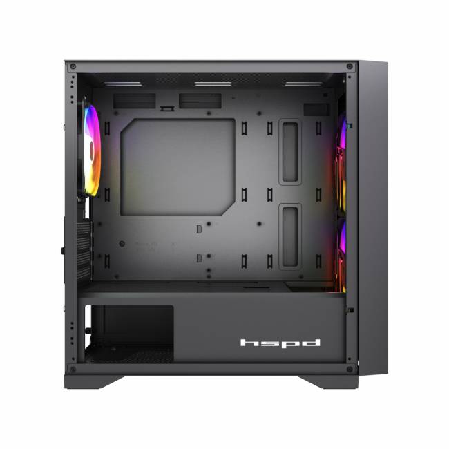 Корпус без блока питания HSPD M335-TGBK-ARGB — для бизнеса и офиса Корпус без блока питания HSPD M335-TGBK-ARGB — для бизнеса и офиса