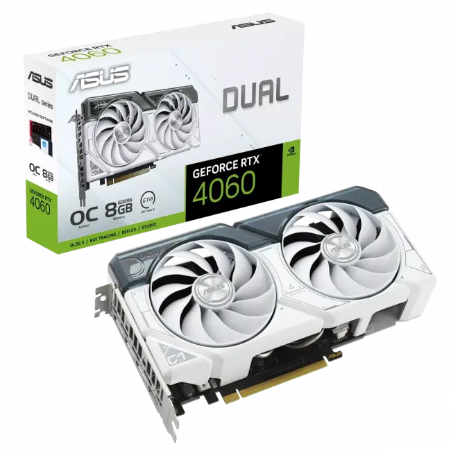 Видеокарта DUAL-RTX4060-O8G-WHITE (90YV0JC2-M0NA00) — для бизнеса и офиса Видеокарта DUAL-RTX4060-O8G-WHITE (90YV0JC2-M0NA00) — для бизнеса и офиса