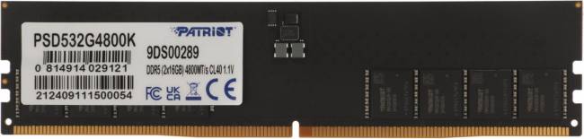 Память DDR5 2x16Gb 4800MHz Patriot PSD532G4800K — для бизнеса и офиса Память DDR5 2x16Gb 4800MHz Patriot PSD532G4800K — для бизнеса и офиса