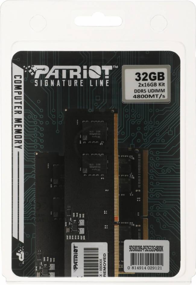Память DDR5 2x16Gb 4800MHz Patriot PSD532G4800K — для бизнеса и офиса Память DDR5 2x16Gb 4800MHz Patriot PSD532G4800K — для бизнеса и офиса