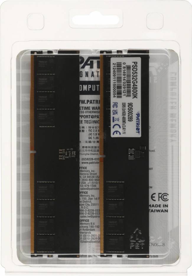 Память DDR5 2x16Gb 4800MHz Patriot PSD532G4800K — для бизнеса и офиса Память DDR5 2x16Gb 4800MHz Patriot PSD532G4800K — для бизнеса и офиса