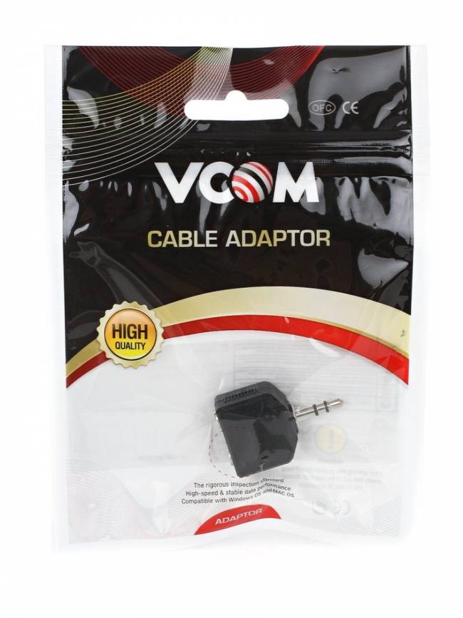 Переходник разветвитель аудио 3.5 Jack (M) - 2x3.5 Jack (F), стерео VCOM <VAD7847> VCOM mini jack 3.5 mm (m) - 2 x mini jack 3.5 mm (f) — для бизнеса и офиса