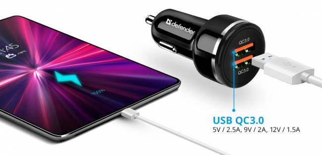 Defender Автомобильное ЗУ UCA-80 2xUSB QC3.0, 36W Defender UCA-80 2xUSB QC3.0, 36W — для бизнеса и офиса Defender Автомобильное ЗУ UCA-80 2xUSB QC3.0, 36W Defender UCA-80 2xUSB QC3.0, 36W — для бизнеса и офиса