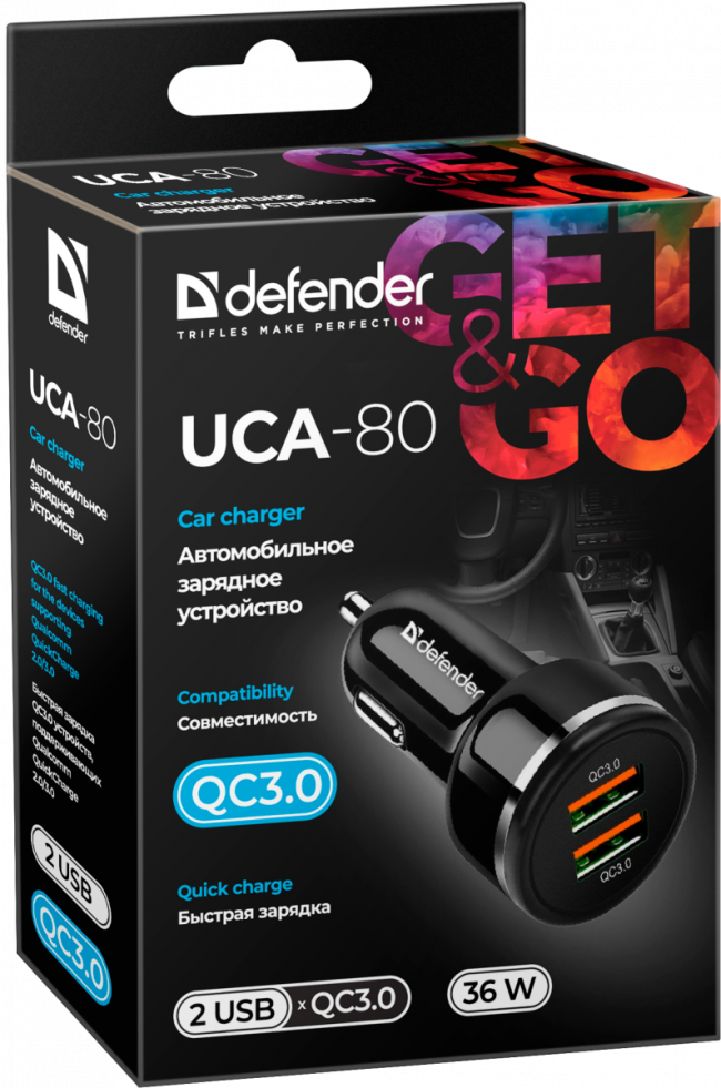 Defender Автомобильное ЗУ UCA-80 2xUSB QC3.0, 36W Defender UCA-80 2xUSB QC3.0, 36W — для бизнеса и офиса Defender Автомобильное ЗУ UCA-80 2xUSB QC3.0, 36W Defender UCA-80 2xUSB QC3.0, 36W — для бизнеса и офиса