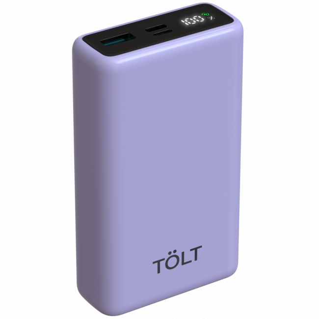 Портативный аккумулятор TOLT Lit LT-LP10T, 10000mAh, 22,5W, fast charging and PD, violet TÖLT LT-LP10T — для бизнеса и офиса Портативный аккумулятор TOLT Lit LT-LP10T, 10000mAh, 22,5W, fast charging and PD, violet TÖLT LT-LP10T — для бизнеса и офиса