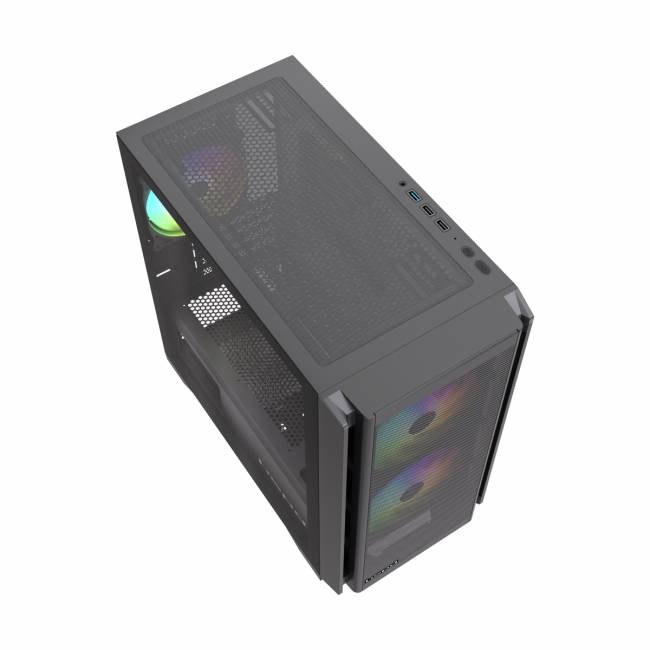 Корпус без блока питания HSPD M336-TGBK-ARGB — для бизнеса и офиса Корпус без блока питания HSPD M336-TGBK-ARGB — для бизнеса и офиса