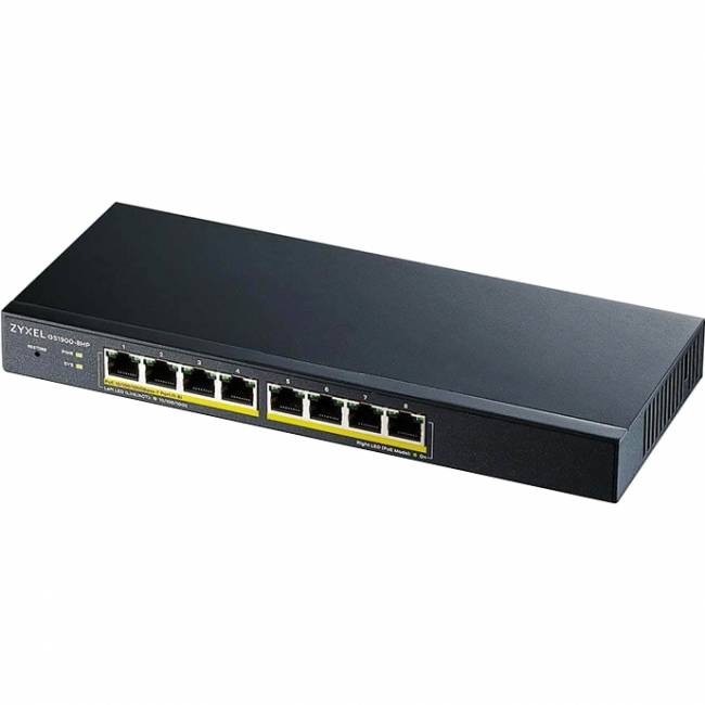 Коммутатор ZyXEL GS1900 (GS1900-8HP-EU0103F) — для бизнеса и офиса Коммутатор ZyXEL GS1900 (GS1900-8HP-EU0103F) — для бизнеса и офиса