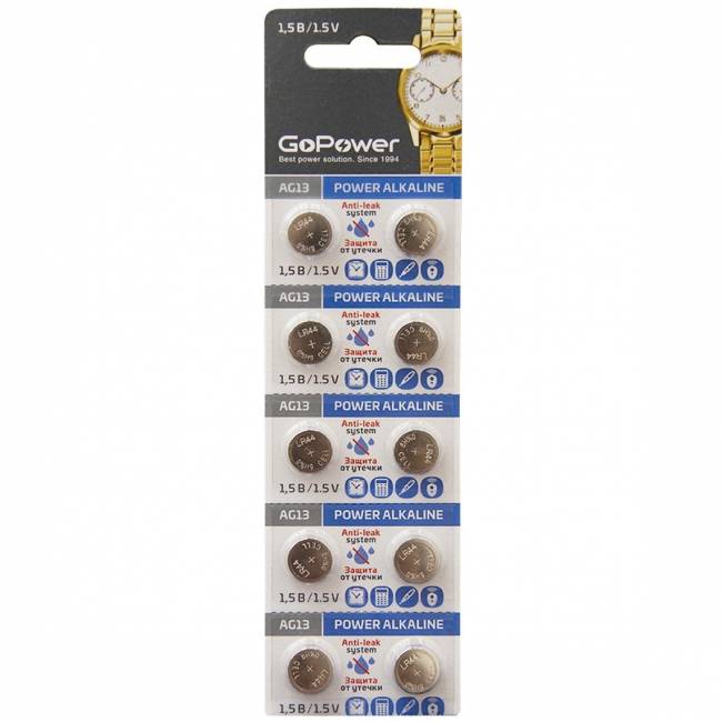 Э\п GoPower AG13 LR44 357 Alkaline BL10 — для бизнеса и офиса