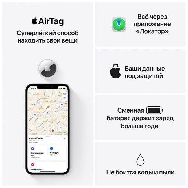 Трекер Apple AirTag 1 Pack (MX532) — для бизнеса и офиса