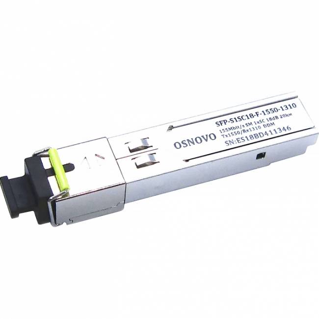 Трансивер OSNOVO SFP-S1SC18-F-1550-1310 — для бизнеса и офиса Трансивер OSNOVO SFP-S1SC18-F-1550-1310 — для бизнеса и офиса