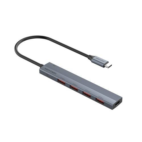 Концентратор Vention OTG USB 3.2 Gen 2 Type-C на 4 USB порта + USB-C PD Серый - 0.15м. Vention CKHHB — для бизнеса и офиса Концентратор Vention OTG USB 3.2 Gen 2 Type-C на 4 USB порта + USB-C PD Серый - 0.15м. Vention CKHHB — для бизнеса и офиса