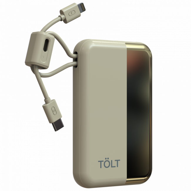 Портативный аккумулятор TOLT Lit KC16, 10000mAh, 22,5W, fast charging and PD, beige, CCC TÖLT KC16 — для бизнеса и офиса Портативный аккумулятор TOLT Lit KC16, 10000mAh, 22,5W, fast charging and PD, beige, CCC TÖLT KC16 — для бизнеса и офиса