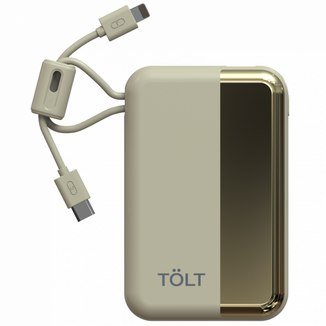 Портативный аккумулятор TOLT Lit KC16, 10000mAh, 22,5W, fast charging and PD, beige, CCC TÖLT KC16 — для бизнеса и офиса Портативный аккумулятор TOLT Lit KC16, 10000mAh, 22,5W, fast charging and PD, beige, CCC TÖLT KC16 — для бизнеса и офиса