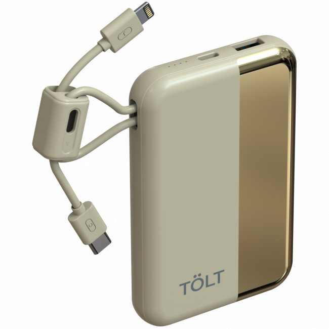 Портативный аккумулятор TOLT Lit KC16, 10000mAh, 22,5W, fast charging and PD, beige, CCC TÖLT KC16 — для бизнеса и офиса Портативный аккумулятор TOLT Lit KC16, 10000mAh, 22,5W, fast charging and PD, beige, CCC TÖLT KC16 — для бизнеса и офиса