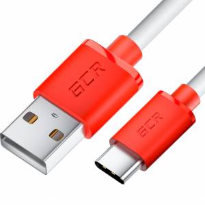 GCR Кабель 1.0m TypeC, белый, красные коннекторы, быстрая зарядка, 28/24 AWG Кабель Greenconnect 1.0 м (GCR-53236)