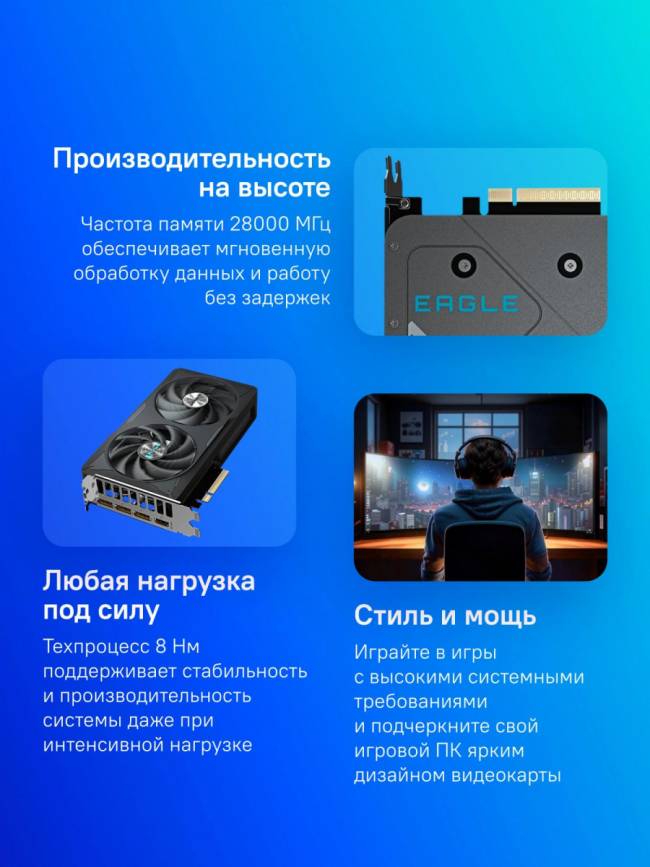 Видеокарта Gigabyte GV-N5060EAGLE OC-8GD 1.0 — для бизнеса и офиса