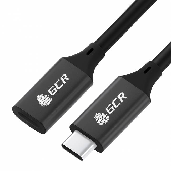 GCR Удлинитель USB 3.1 Type C-С, 0.5m черный, 100W/20V/5A, M/F, TPE, AL сase черный, экран, армированный, GCR-54075 Удлинитель Greenconnect 0.5 м (GCR-54075) — для бизнеса и офиса